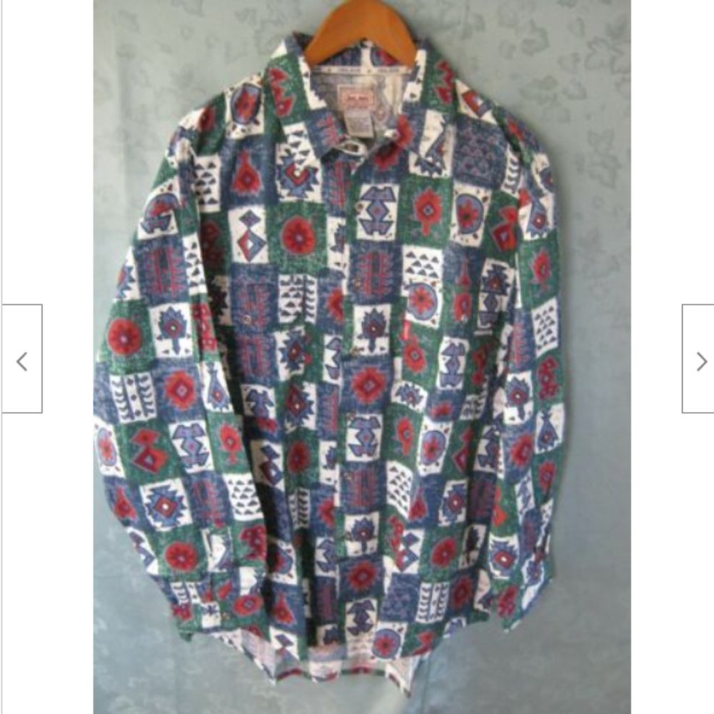 Used Jeans Brand Men's Shirt Size Large Tribal Print Indie NOS NWT